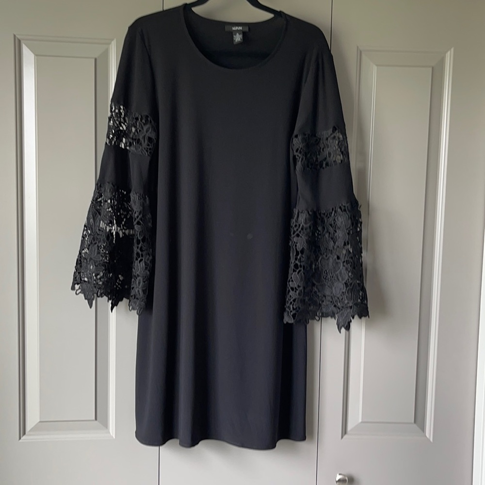 Alfani Black Long-Sleeve Lace Bell Sleeve Dress